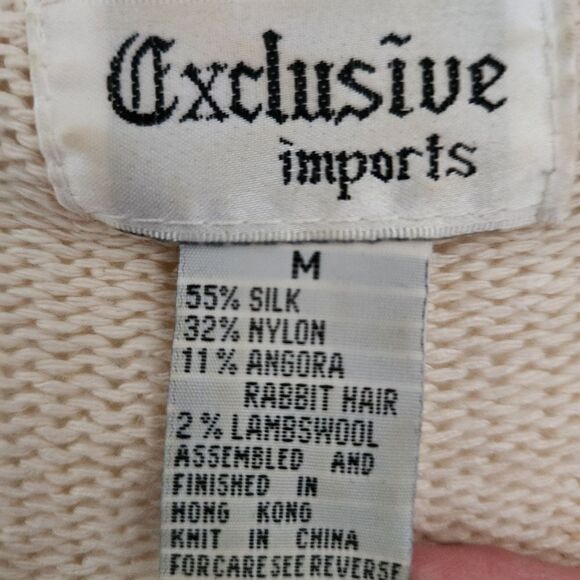 Exclusive Imports VINTAGE Beaded Silk Angora Shoulder Pad Sweater Size Medium - Picture 5 of 7